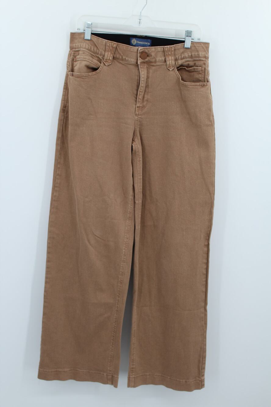 Democracy Pants Womens 10 Brown Tan Ab solution High Rise Wide Leg